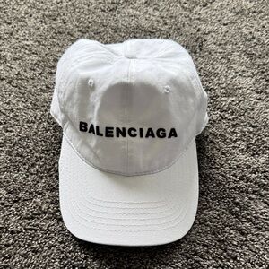 Balenciaga Style White Baseball Cap with Black Logo